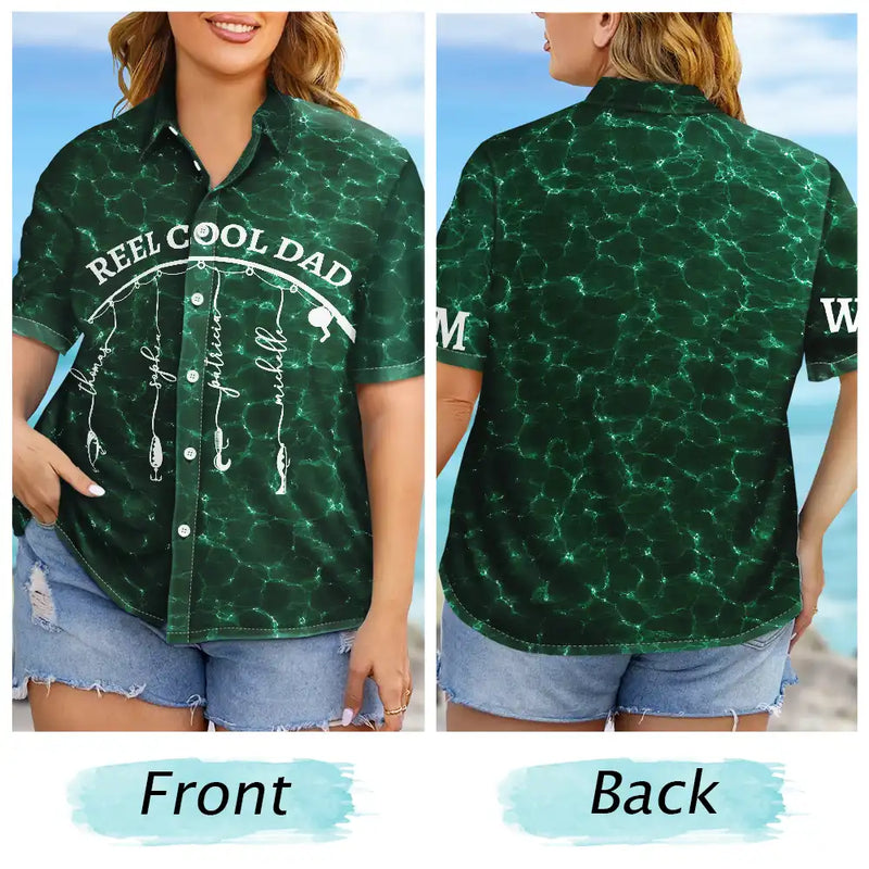 Gift For Father,Fishing,Summer,Proud,Icon - Reel Cool Dad Grandpa - Personalized Hawaiian Shirt