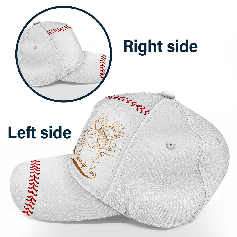 Baseball,Custom Photo,Art Design,Gift For Father,Sport Dad,Proud,Photo - Pencil Sketch - Bold - Custom Photo Bold Sketch Baseball Best Dad Grandpa Ever - Personalized Classic Cap