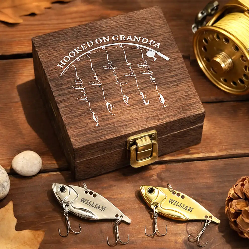 Reel Cool Dad Grandpa - Personalized Metal Fish Lure Set