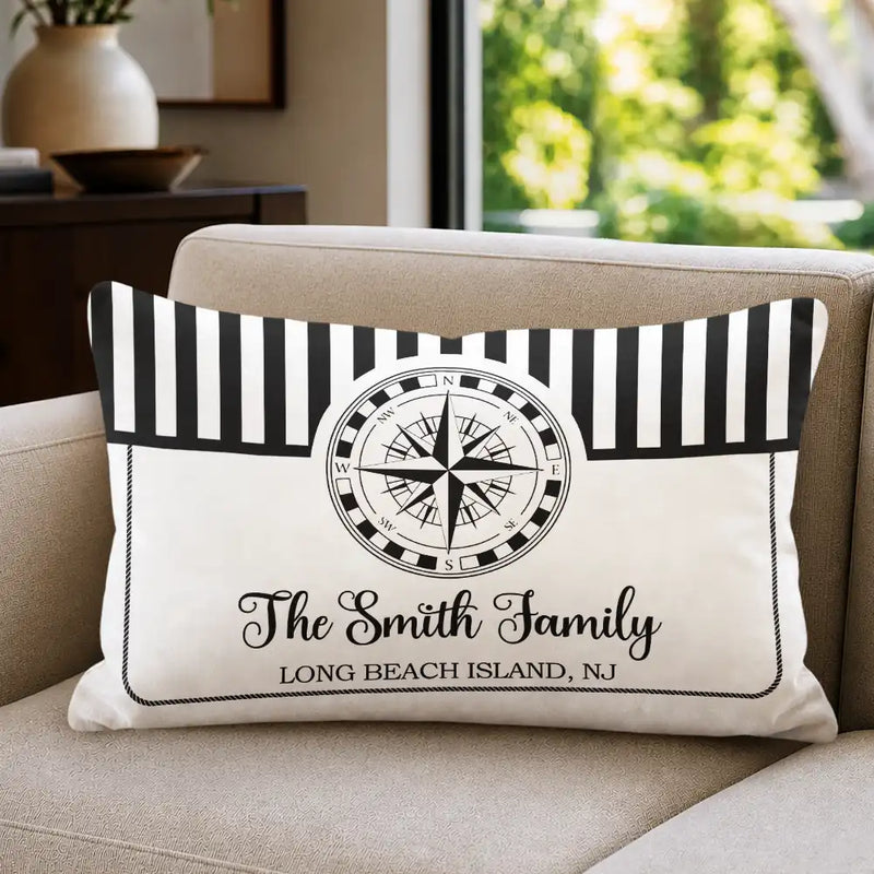 Summer,Family,Confident,Custom Text - Beach House Lake House Family Name - Personalized Pillow