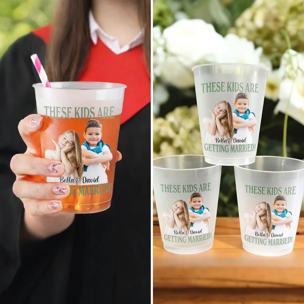 Custom Photo, Gift For Couples, Top Market, Wedding, Humorous, Dynamic Photo - Custom Photo These Kids Are Getting Married - Personalized Frosted Cups