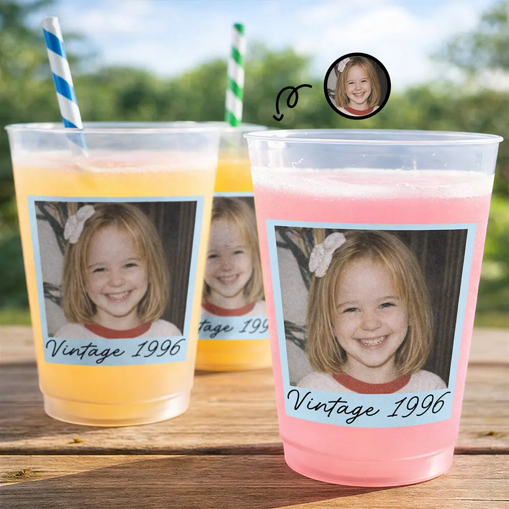 Custom Photo,Top Market,Gift For Yourself,Humorous,Dynamic Photo - Custom Photo Vintage Photo Birthday Party - Personalized Frosted Cups