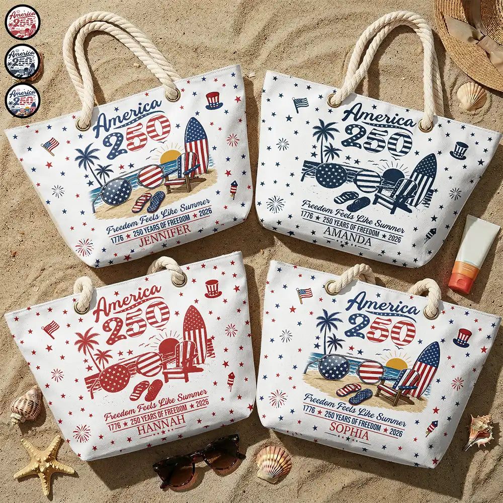 America 250 Freedom Feels Like Summer - Personalized Beach Bag