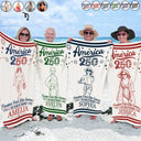 America 250th,Custom Photo,Independence Day,Art Design,Summer,Family,Proud,Photo - Pencil Sketch - Remove BG - Custom Photo Pencil Sketch America 250 Freedom Feels Like Summer - Personalized Beach Towela