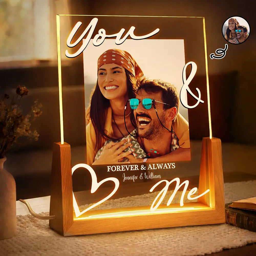 Custom Photo You & Me Lucky In Love - Personalized Night Light