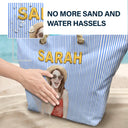 Gift For Yourself, Gift For Women, Custom Photo, Beach, Art Design, Summer, Playful, Photo - Pencil Sketch - Remove BG - Custom Photo Pencil Sketch Portrait Bestie Family Yourself - Personalized Beach Bag