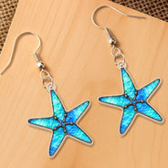Summer, Gift For Yourself, Adorable, Icon - Sea Turtle Starfish Summer Vibe Icon Stained Glass Effect - Personalized Acrylic Earrings
