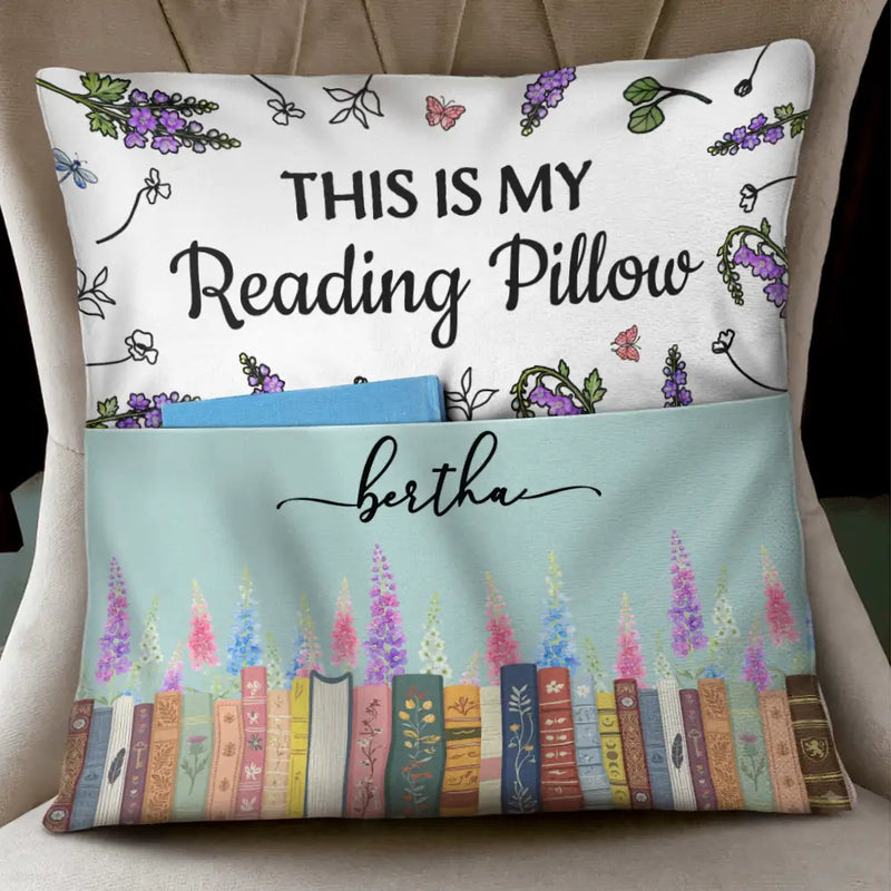 Gift For Yourself, Gift For Women, Reading, Adorable, Icon - This Is My Book Reading Pillow Birth Flowers - Personalized Pocket Pillow