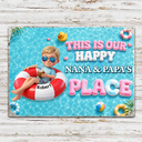 Art Design, Playful, Custom Photo, Grandparents, Summer, Poolside, Outdoor Decor, Photo - Swimming Float 3D Effect - Custom Photo 3D Summer Concept Life Is Better At Nana Papa Pool - Personalized Classic Metal Signs