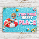 Art Design, Playful, Custom Photo, Grandparents, Summer, Poolside, Outdoor Decor, Photo - Swimming Float 3D Effect - Custom Photo 3D Summer Concept Life Is Better At Nana Papa Pool - Personalized Classic Metal Signs