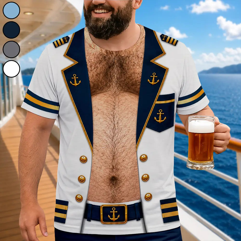 Top Market,Cruising,Humorous,Gift For Men,Gift For Yourself,Summer,Icon - Funny Captain Hairy Body - Personalized Full Print T Shirt
