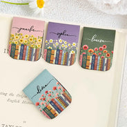 Adorable, Reading, Gift For Yourself, Gift For Women, Icon - Reading Birth Month Flowers Keepsake - Personalized Leather Magnetic Bookmark