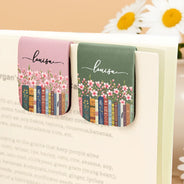 Adorable, Reading, Gift For Yourself, Gift For Women, Icon - Reading Birth Month Flowers Keepsake - Personalized Leather Magnetic Bookmark