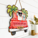 Art Design, Playful, Summer, Pet Lovers, Photo - Watercolor Summer Pet With Accessories - Custom Photo Watercolor Pet With Summer Accessories Hello Summer - Personalized Custom Shaped Wood Sign