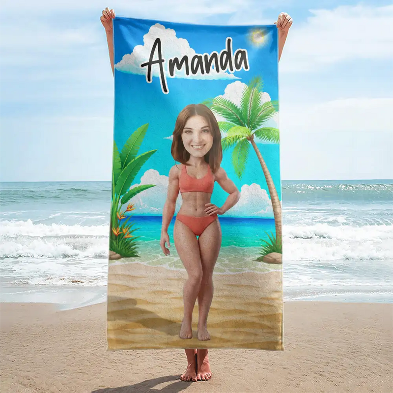 Art Design,Humorous,Gift For Men,Gift For Yourself,Summer,Photo - Swimwear 3D Effect - Custom Photo 3D Swimsuit Funny On Beach - Personalized Beach Towel
