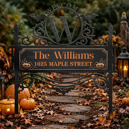 Haunted Home Family Welcome Sign - Personalized Metal Garden Stake
