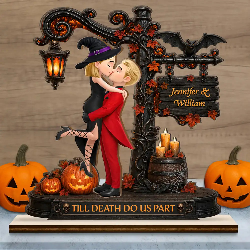 Halloween Couple Wooden Plaque – Personalized 