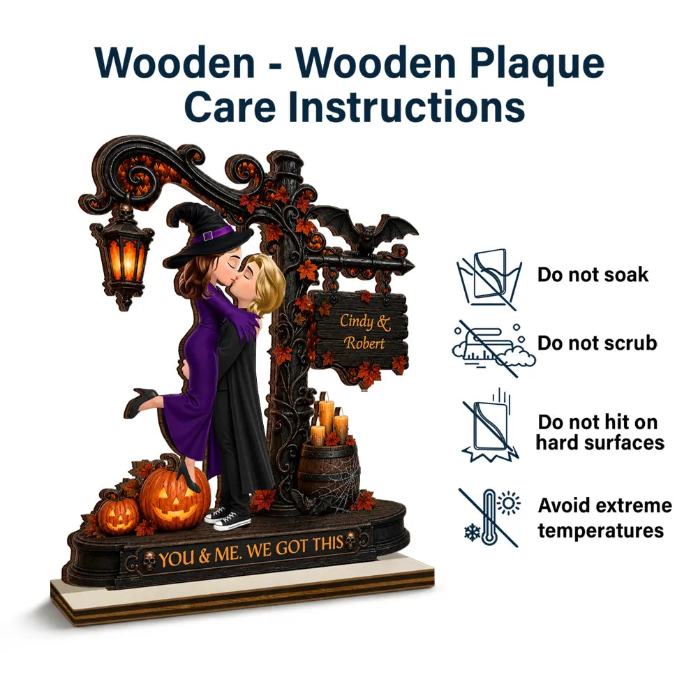Halloween Couple Wooden Plaque – Personalized 