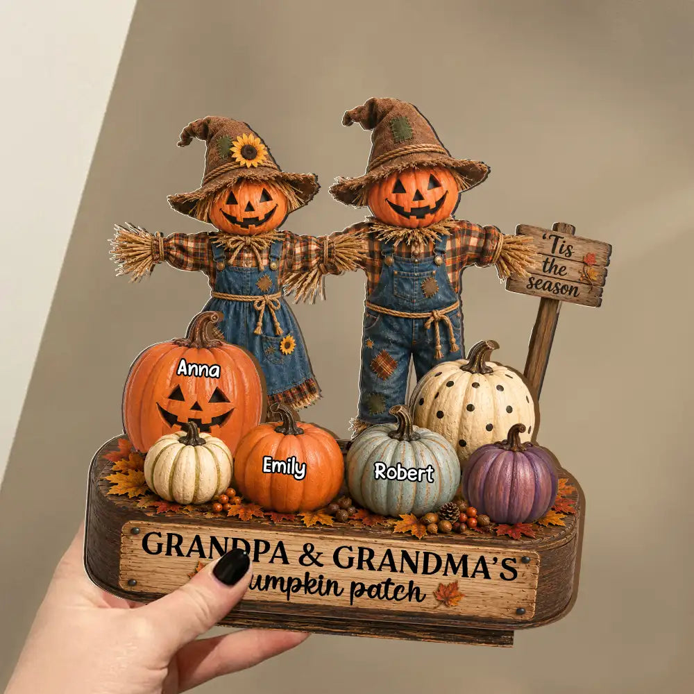 Top Market,Adorable,Gift For Grandchildren,Gift For Grandkids,Gift For Grandma,Halloween,Grandma - Grandkids,Icon - Grandma Pumpkin Patch Halloween - Personalized Custom Shaped Wooden Plaque