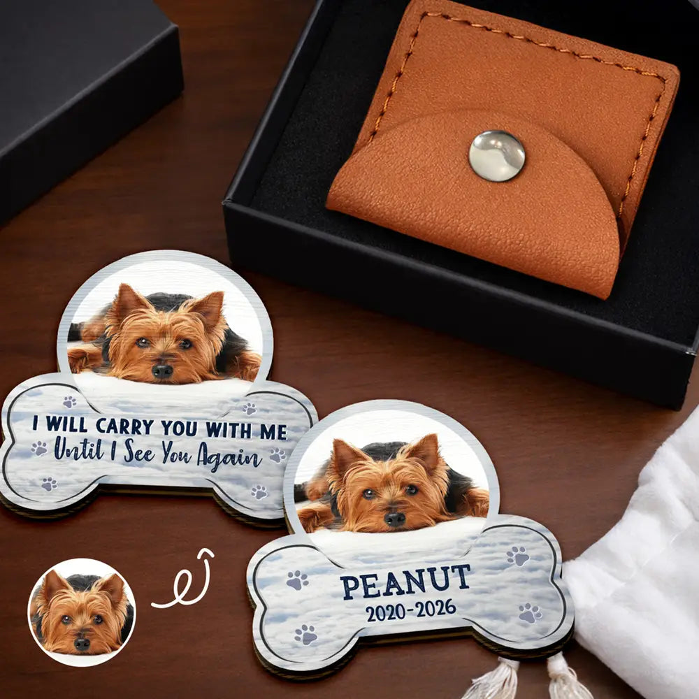 Custom Photo I Will Carry You With Me - Personalized Wooden Pocket Hug