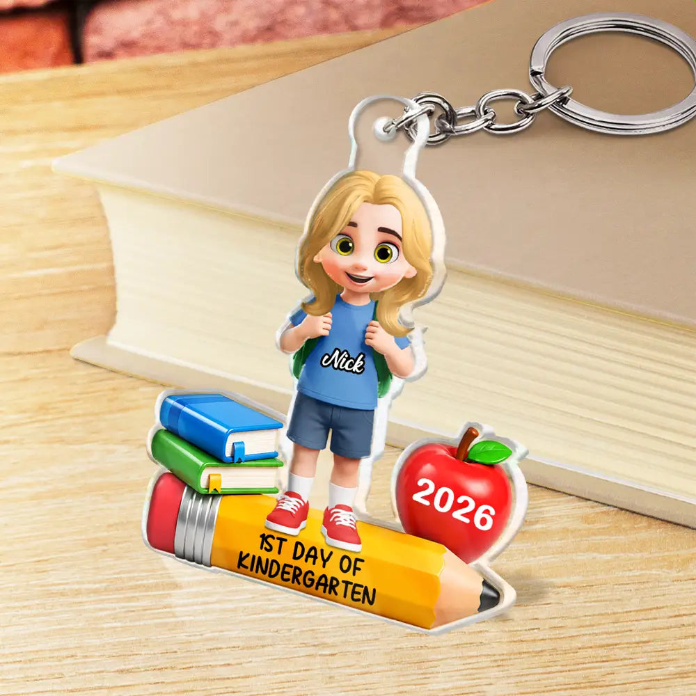 Top Market,Adorable,Back To School,Gift For Kids,Vector - First Day Of Kindergarten - Personalized Acrylic Keychain