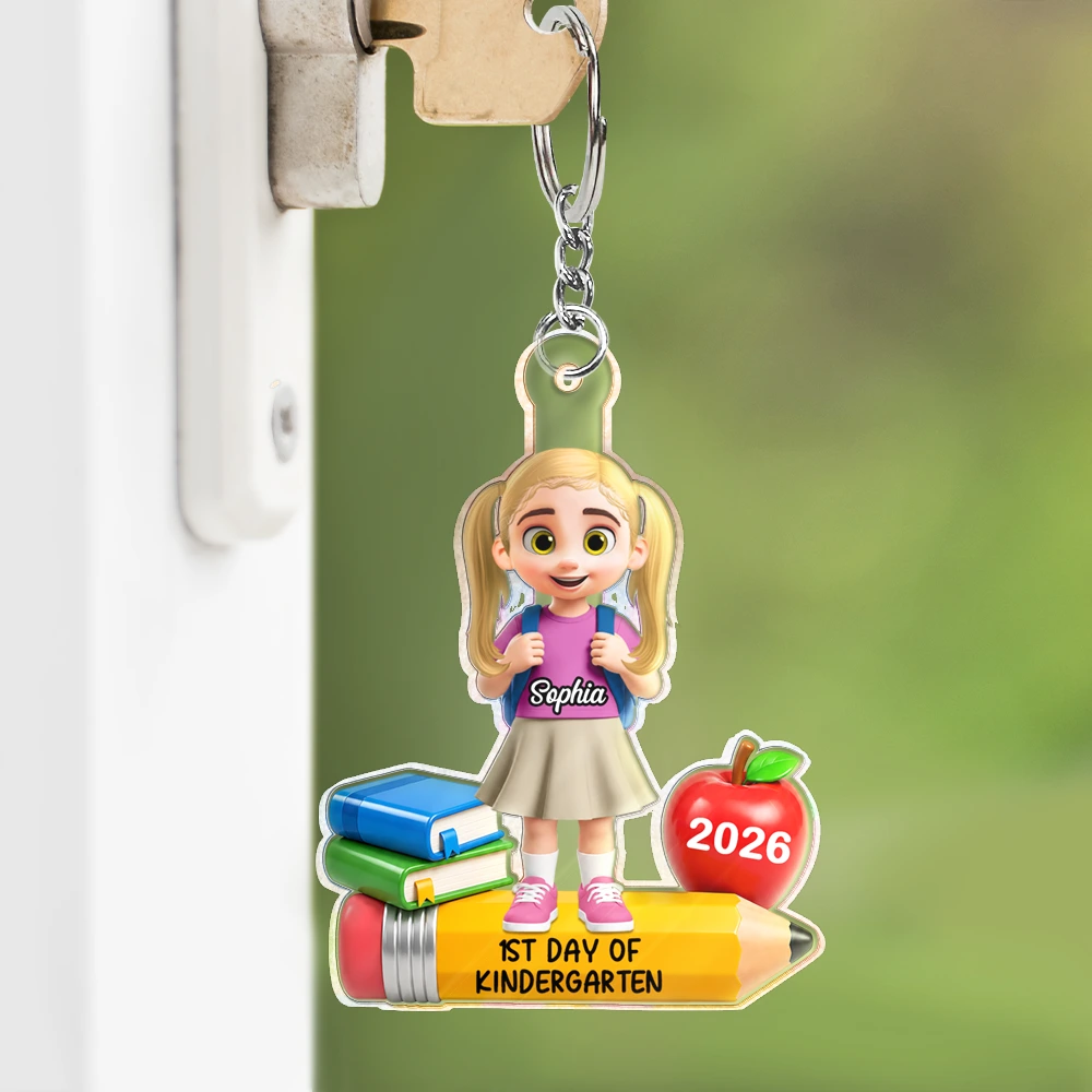 Top Market,Adorable,Back To School,Gift For Kids,Vector - First Day Of Kindergarten - Personalized Acrylic Keychain