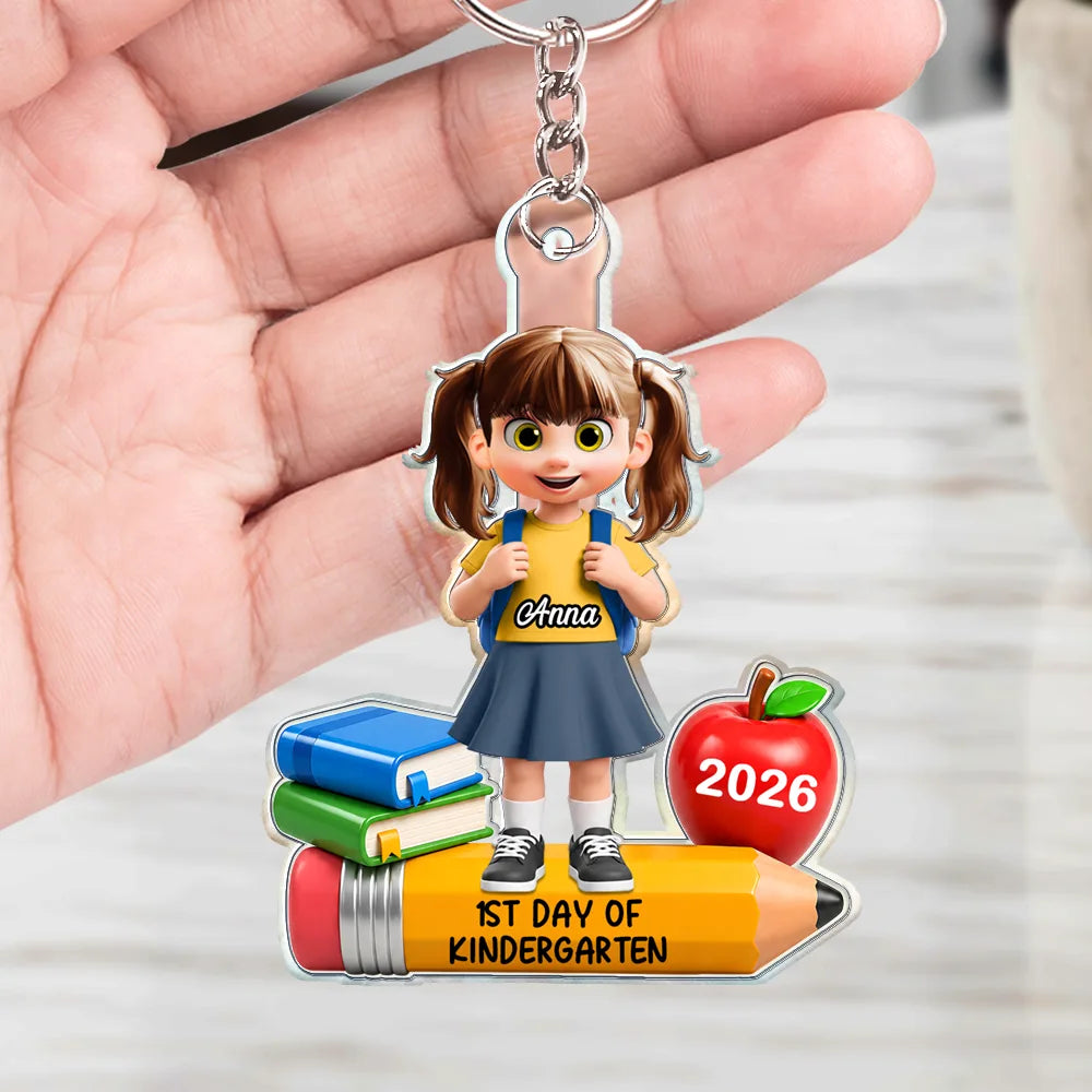 Top Market,Adorable,Back To School,Gift For Kids,Vector - First Day Of Kindergarten - Personalized Acrylic Keychain