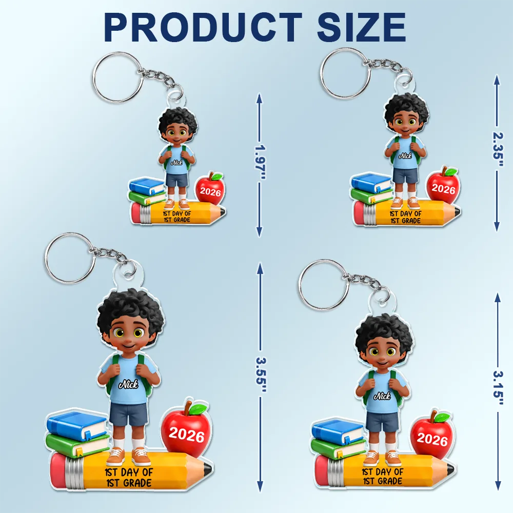 Top Market,Adorable,Back To School,Gift For Kids,Vector - First Day Of Kindergarten - Personalized Acrylic Keychain