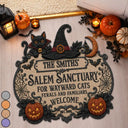 Halloween, Family, Custom Text, Happy - Salem Sanctuary For Wayward Cats Ferals - Personalized Custom Shaped Doormat