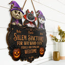 Cat Lovers,Halloween,Pet Lovers,Vector,Happy - 3D Effect Salem Sanctuary For Wayward Cats Ferals - Personalized Custom Shaped Wood Sign