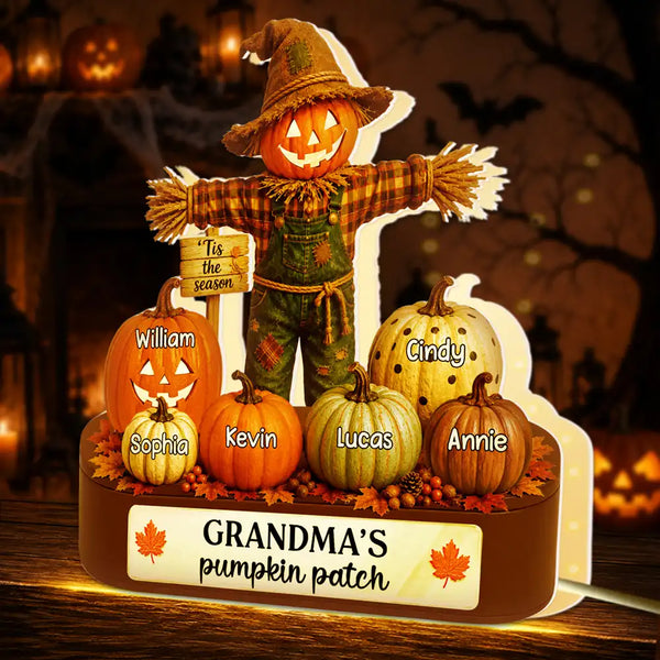 Adorable,Gift For Grandchildren,Gift For Grandkids,Gift For Grandma,Halloween,Grandma - Grandkids,Icon - Grandma Pumpkin Patch Halloween - Personalized Custom Shaped Light Box