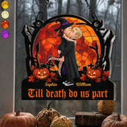 Halloween,Romantic,Gift For Couples,Vector - Till Death Do Us Part - Personalized Window Hanging Suncatcher Ornament