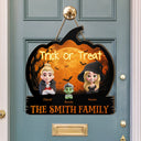 Adorable,Halloween,Family - Halloween Family Trick Or Treat - Personalized Custom Shaped Wood Sign
