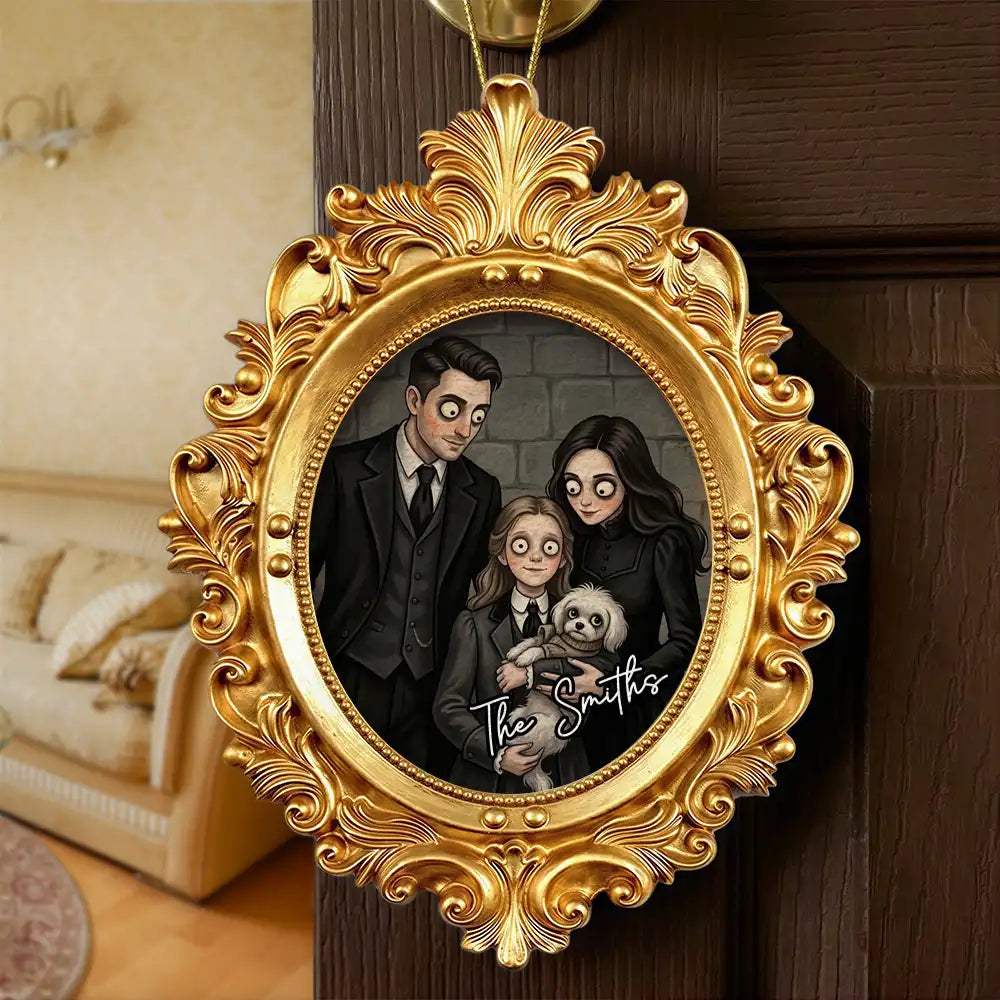 Adorable,Art Design,Halloween,Family,Photo - Gothic Portrait Art - Custom Photo Gothic Portrait Art Family Spooky Halloween - Personalized Ornate Frame