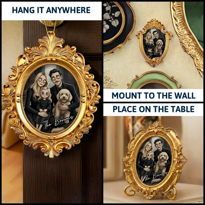 Adorable,Art Design,Halloween,Family,Photo - Gothic Portrait Art - Custom Photo Gothic Portrait Art Family Spooky Halloween - Personalized Ornate Frame
