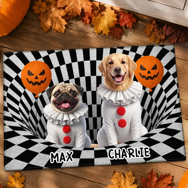 Art Design,Playful,Halloween,Pet Lovers,Photo - Halloween Theme Accessories 3D Cartoon - Custom Photo 3D Halloween Themed Pet Spooky Haunted Home - Personalized Doormat