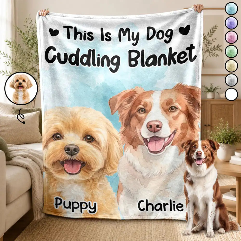 Custom Photo Realistic Watercolor Art Our Cuddling Blanket Pet Mom - Personalized Fleece Blanket, Sherpa Blanket