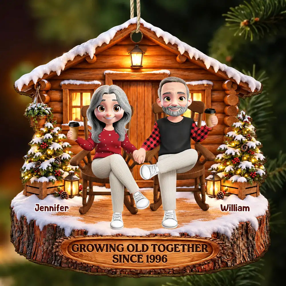 Couple Growing Old Together Since Anniversary Gift - Personalized Custom Shaped Wooden Ornament