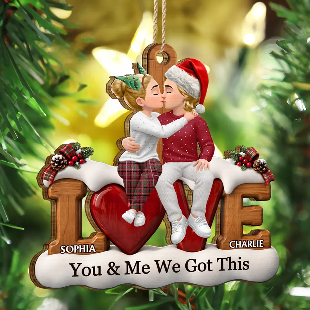 Couple Anniversary Gift You & Me We Got This - Personalized Custom Shaped Wooden Ornament
