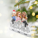 Gift For Bestie,Christmas,Vector,Happy - Bestie Funny Keepsake Crystal Sitting On Year - Personalized Custom Shaped Acrylic Ornament