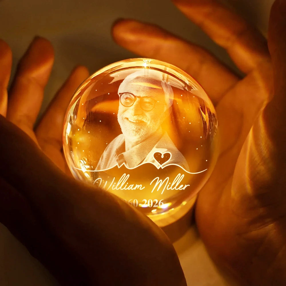 Top Market,Memorial Loved One,Christmas,Custom Photo,Sympathetic,Family,Memorial,Remove BG Photo - Custom Photo I'm Always With You Memorial Gift - Personalized Crystal Globe Lamp