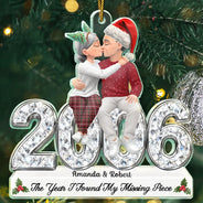Anniversary,Christmas,Romantic,Gift For Couples,Vector - The Year I Found My Missing Piece Romantic Couple Anniversary - Personalized Custom Shaped Acrylic Ornament