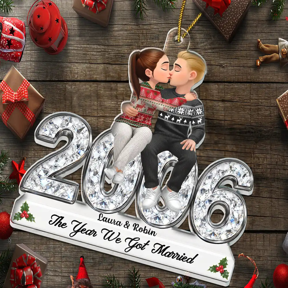 Anniversary,Christmas,Romantic,Gift For Couples,Vector - The Year I Found My Missing Piece Romantic Couple Anniversary - Personalized Custom Shaped Acrylic Ornament