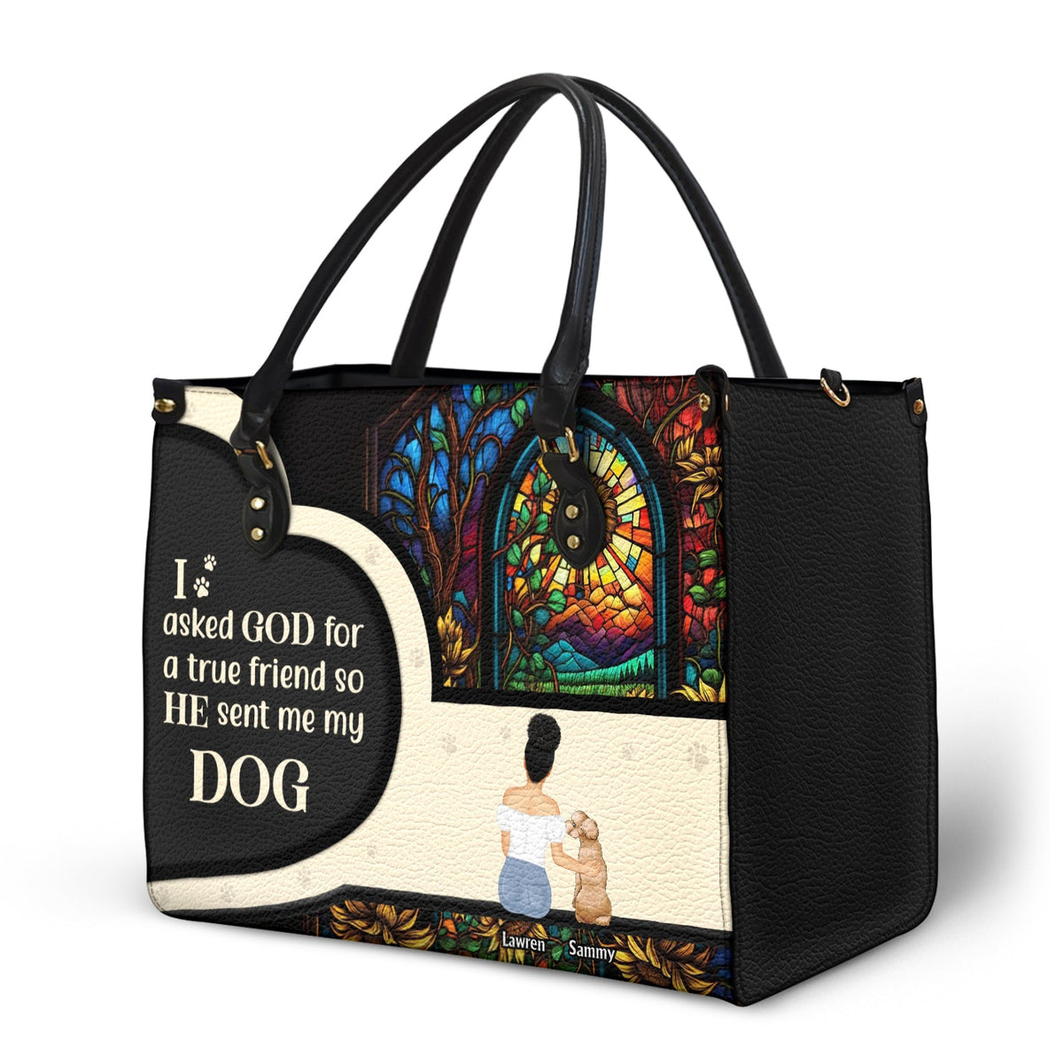 Asked God For A True Friend - Gift For Dog Mom - Personalized Leather Bag