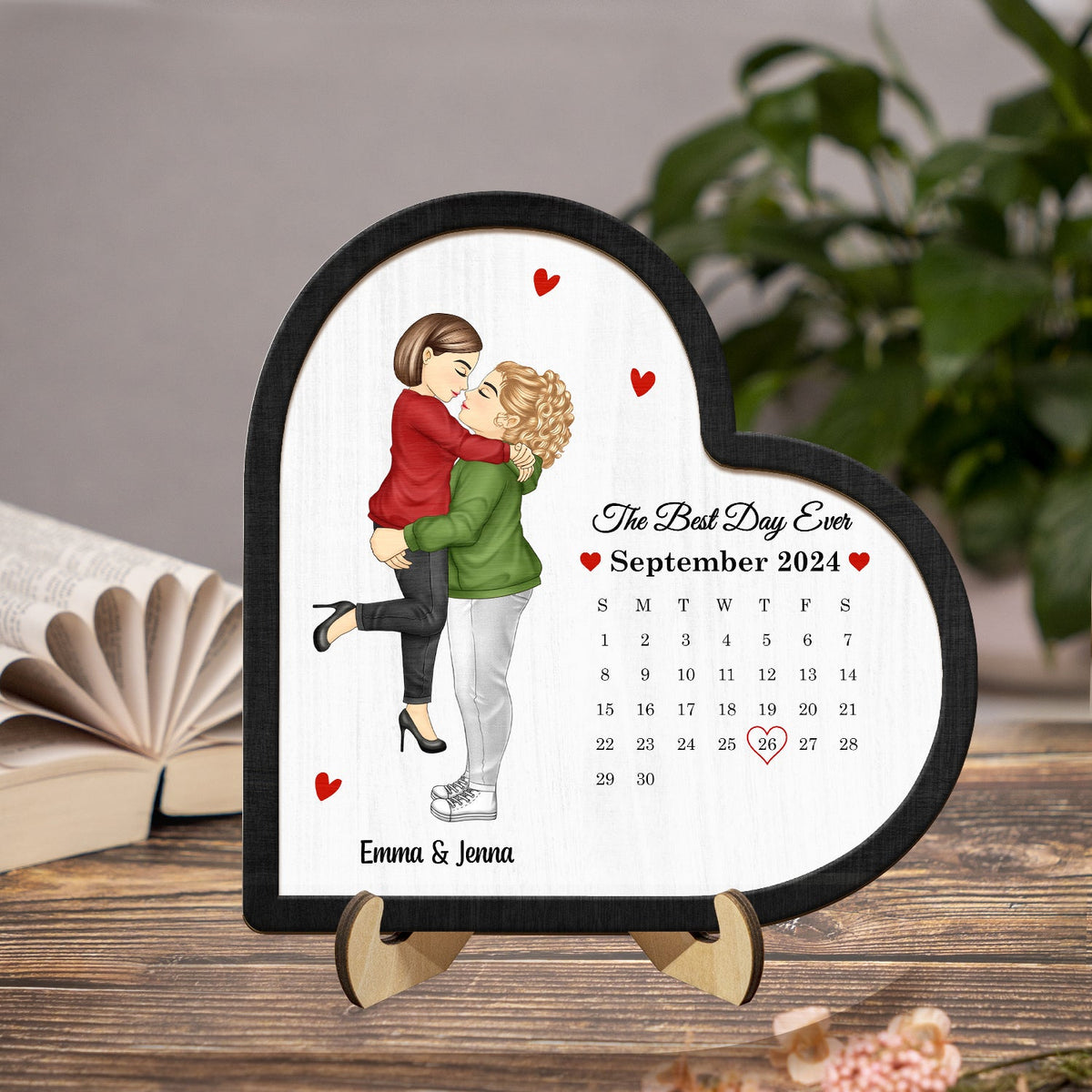 Calendar The Best Day Ever - Gift For Couples - Personalized 2-Layered Wooden Plaque