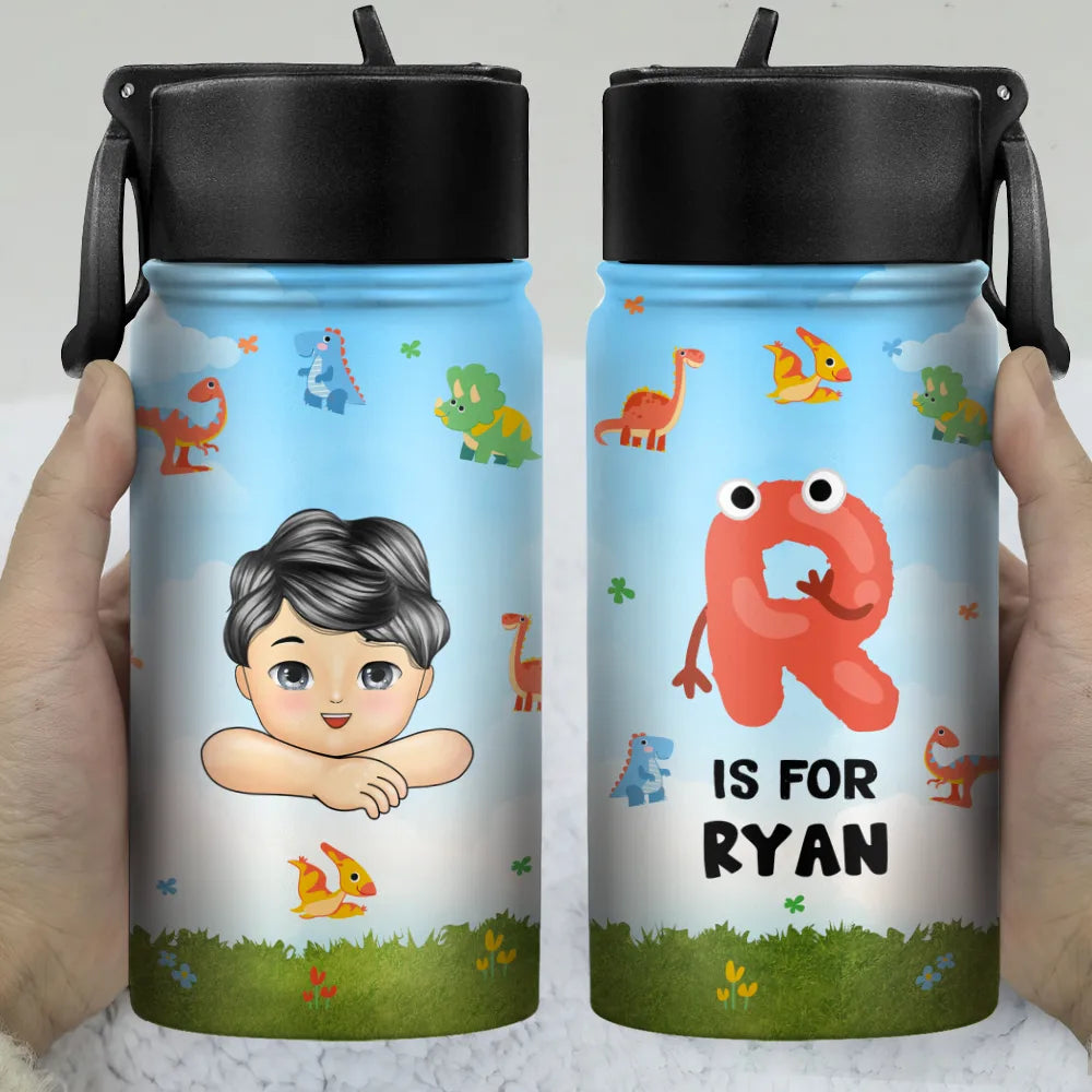 Unicorn Dino Mermaid Elephant School Kid's Name - Personalized Kids Water Bottle