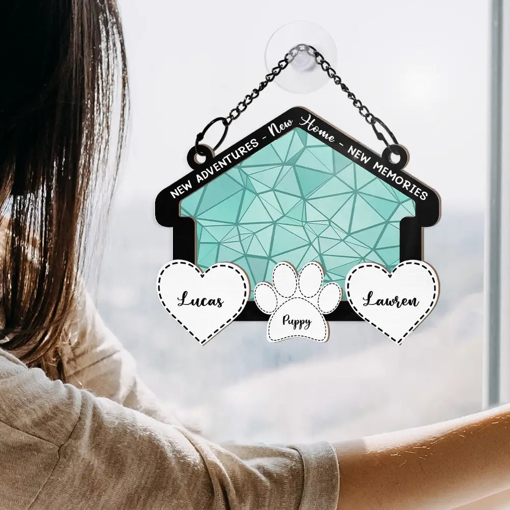 New Home New Adventures New Memories - Personalized Window Hanging Suncatcher Ornament