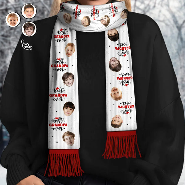 Custom Photo Best Ever - Personalized Wool Scarf With Tassel
