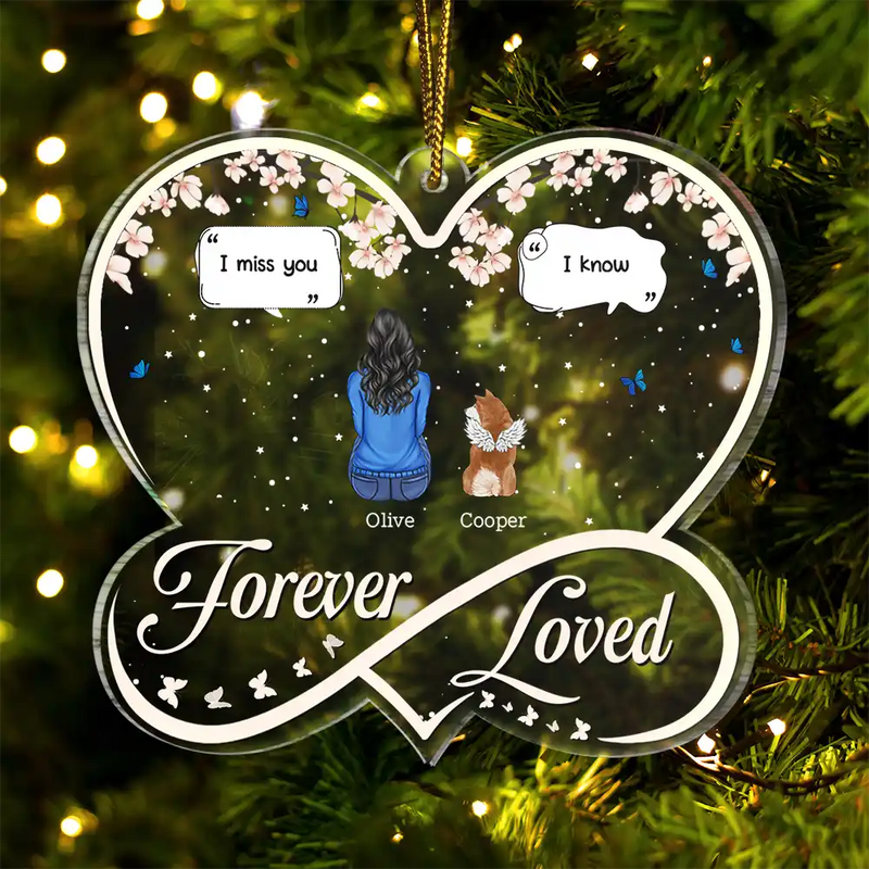 Forever Loved Memorial Dog Cat - Personalized Custom Shaped Acrylic Ornament