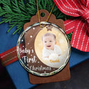 Custom Photo New Baby's First Christmas - Personalized Circle Glass Ornament